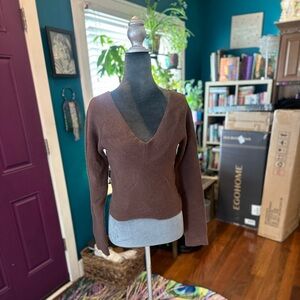 Altar'd State Chocolate V-Neck Sweater